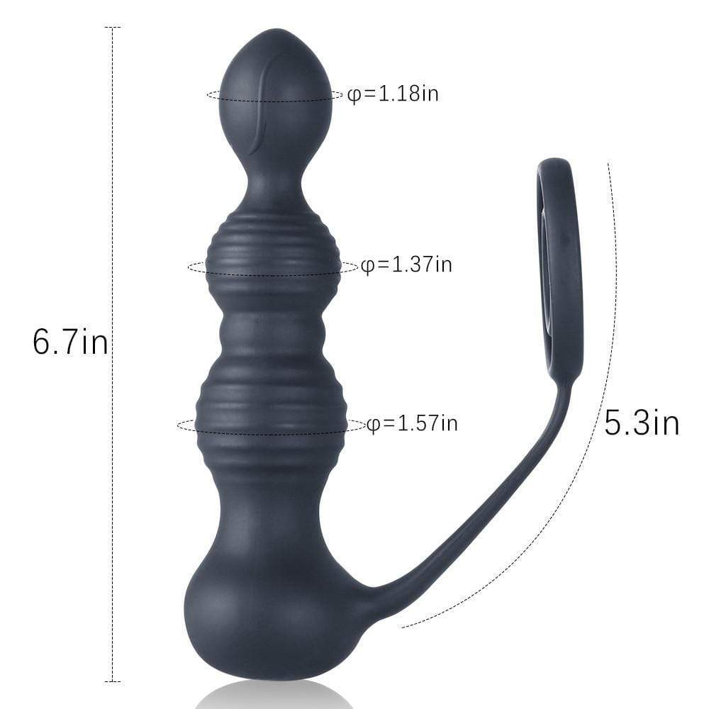 2-in-1 10段階振動機能付きアナルビーズ&コックリング