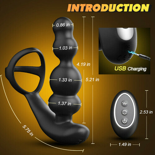 Buyging™ 360°回転10パターン振動前立腺マッサージャー(コックリング付き)