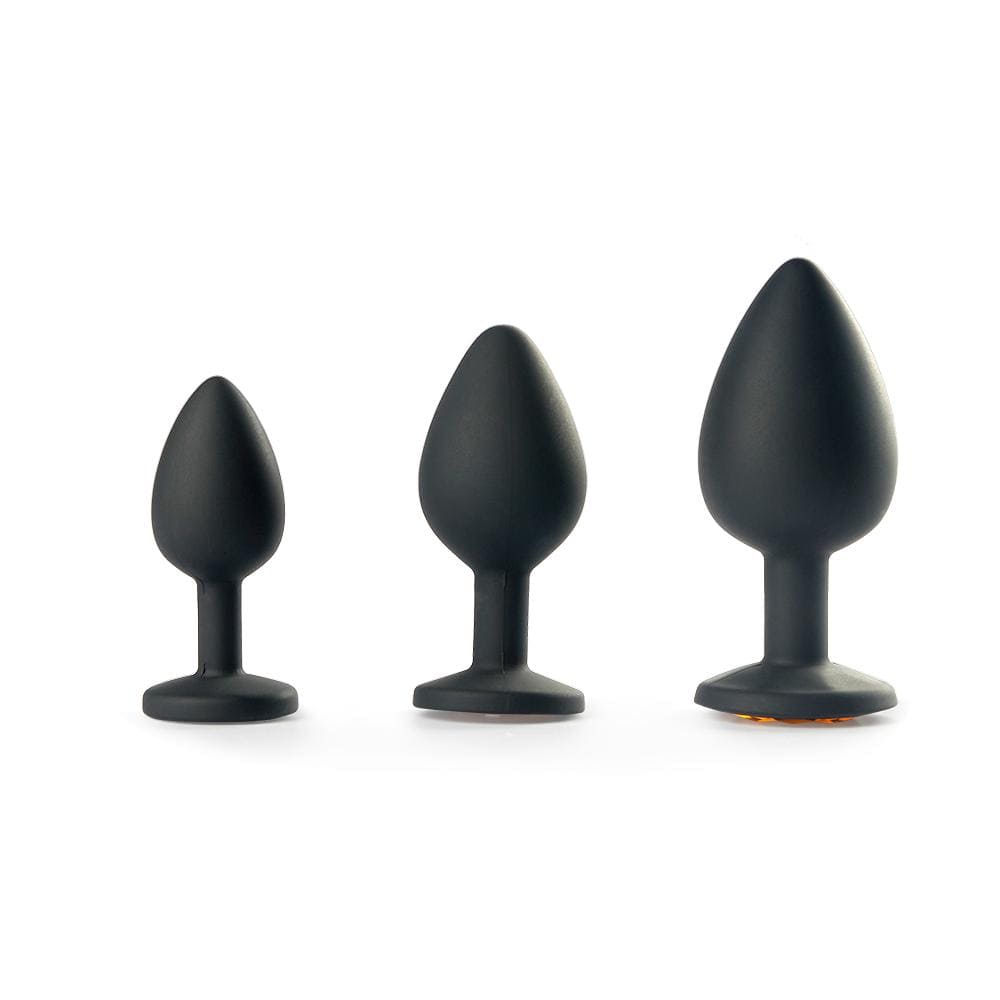 3 bouchons anaux en silicone, bicolores et interchangeables, en forme de diamant