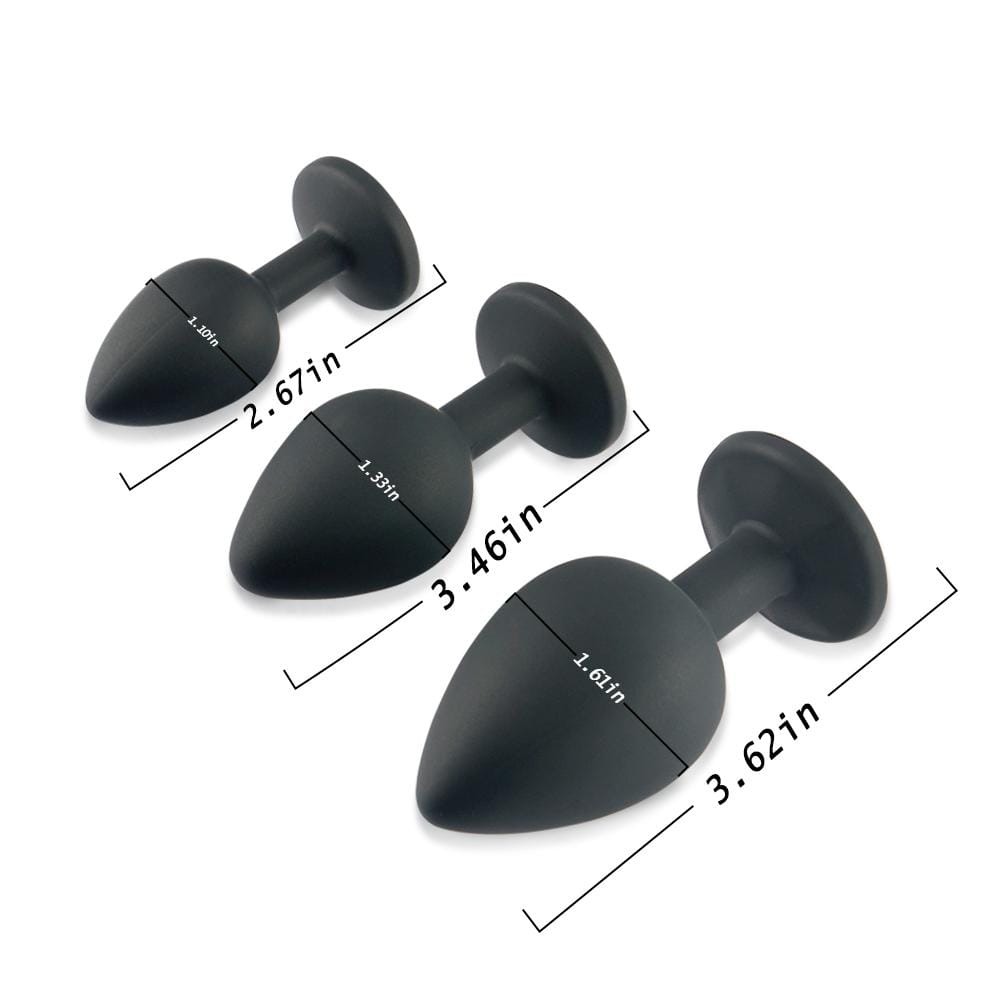 3 bouchons anaux en silicone, bicolores et interchangeables, en forme de diamant