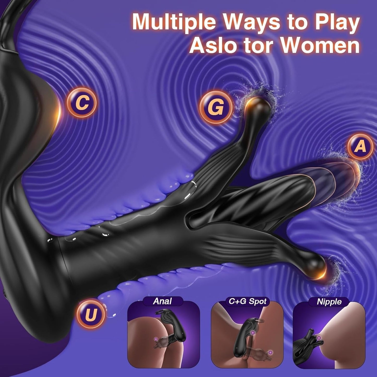 9 Tension Shock Flapping Thrusting Vibrating Cock Ring Anal Vibrator Dildo