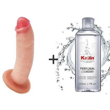 Buyging™ Fully Foreskin 10 Vibrating Dildo with Suction Cup Base 7.36 Inch