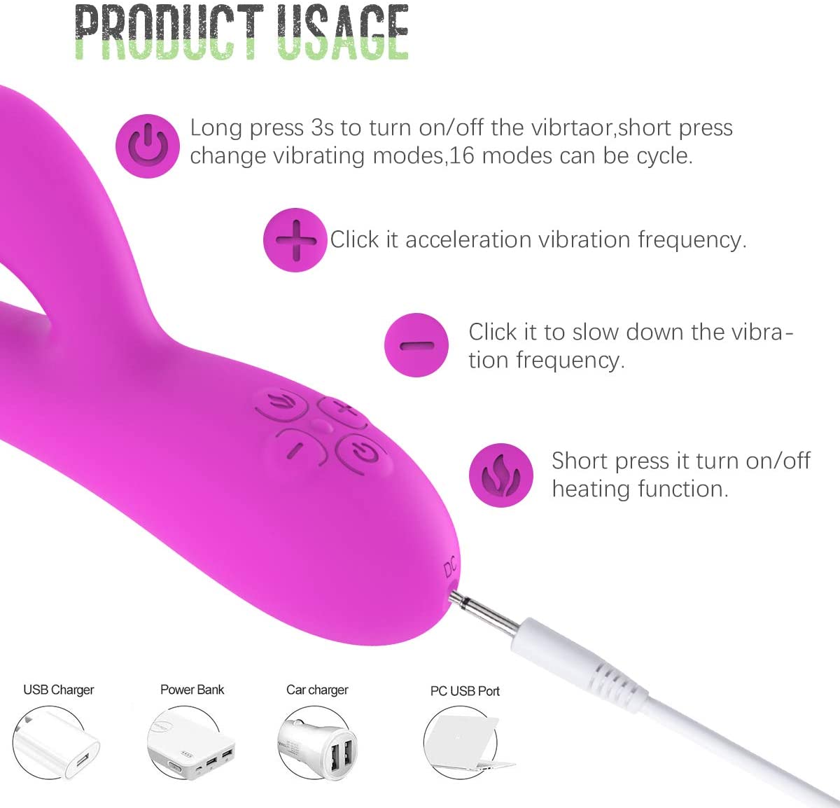 Vibromasseur Lapin Chauffant Point G