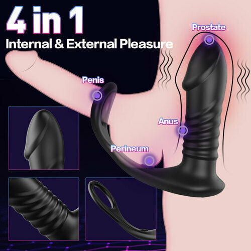 Buyging™ 10 vibromasseur anal télécommandé vibrant et poussant