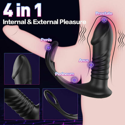 Buyging™ 10 vibromasseur anal télécommandé vibrant et poussant