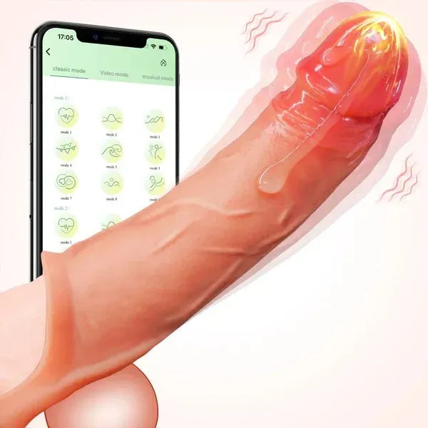 👑Best-Seller👑Marcus - 9 Mode Vibrating App Remote Controlled Penis Extender Sleeve with Cock Ring