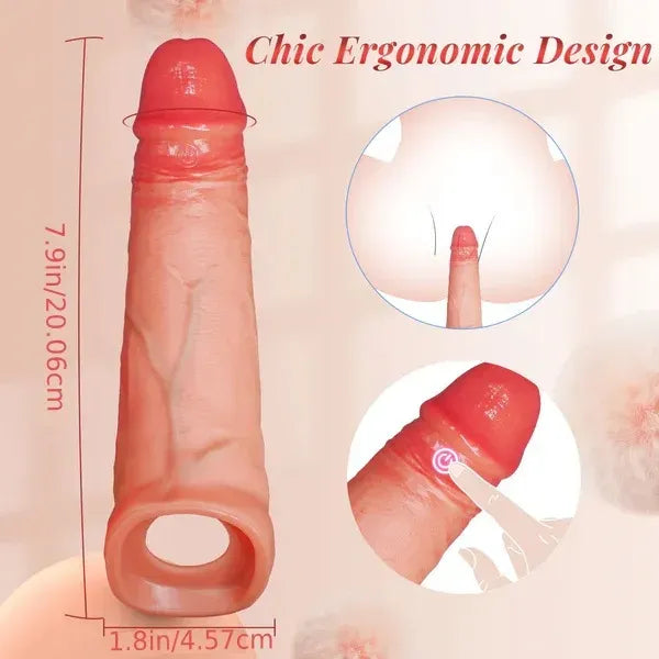 👑Best-Seller👑Marcus - 9 Mode Vibrating App Remote Controlled Penis Extender Sleeve with Cock Ring