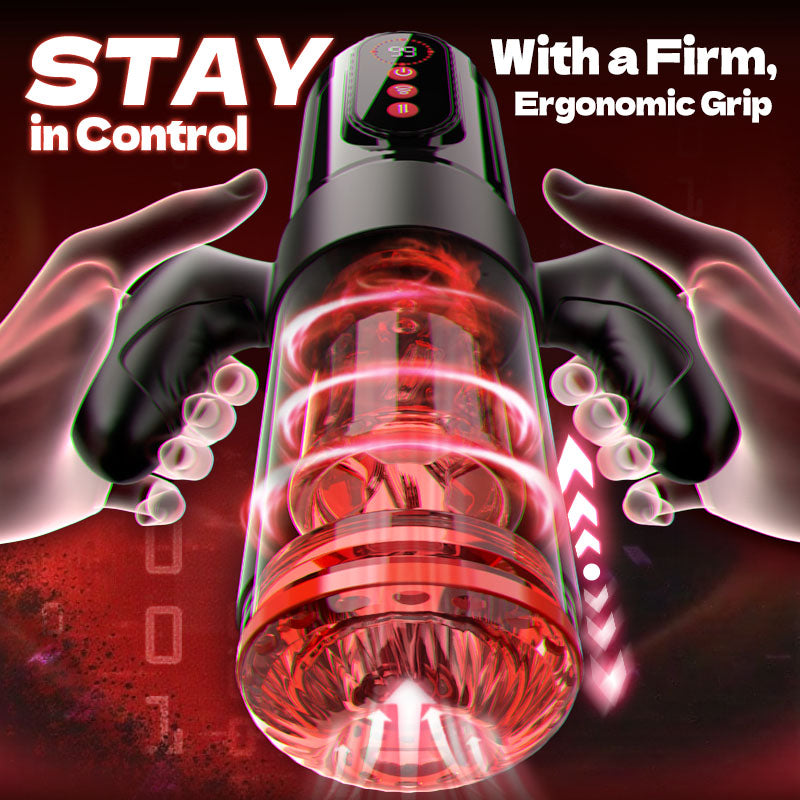 Black ergonomic dual handle male masturbator