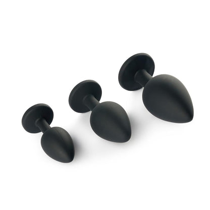 3 bouchons anaux en silicone, bicolores et interchangeables, en forme de diamant