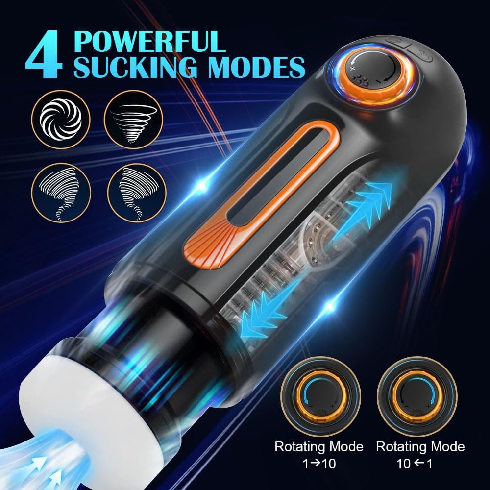 10 Niveaux de Poussée 10 Niveaux de Vibration 3 Niveaux d'Aspiration Chauffant Masturbateur Masculin