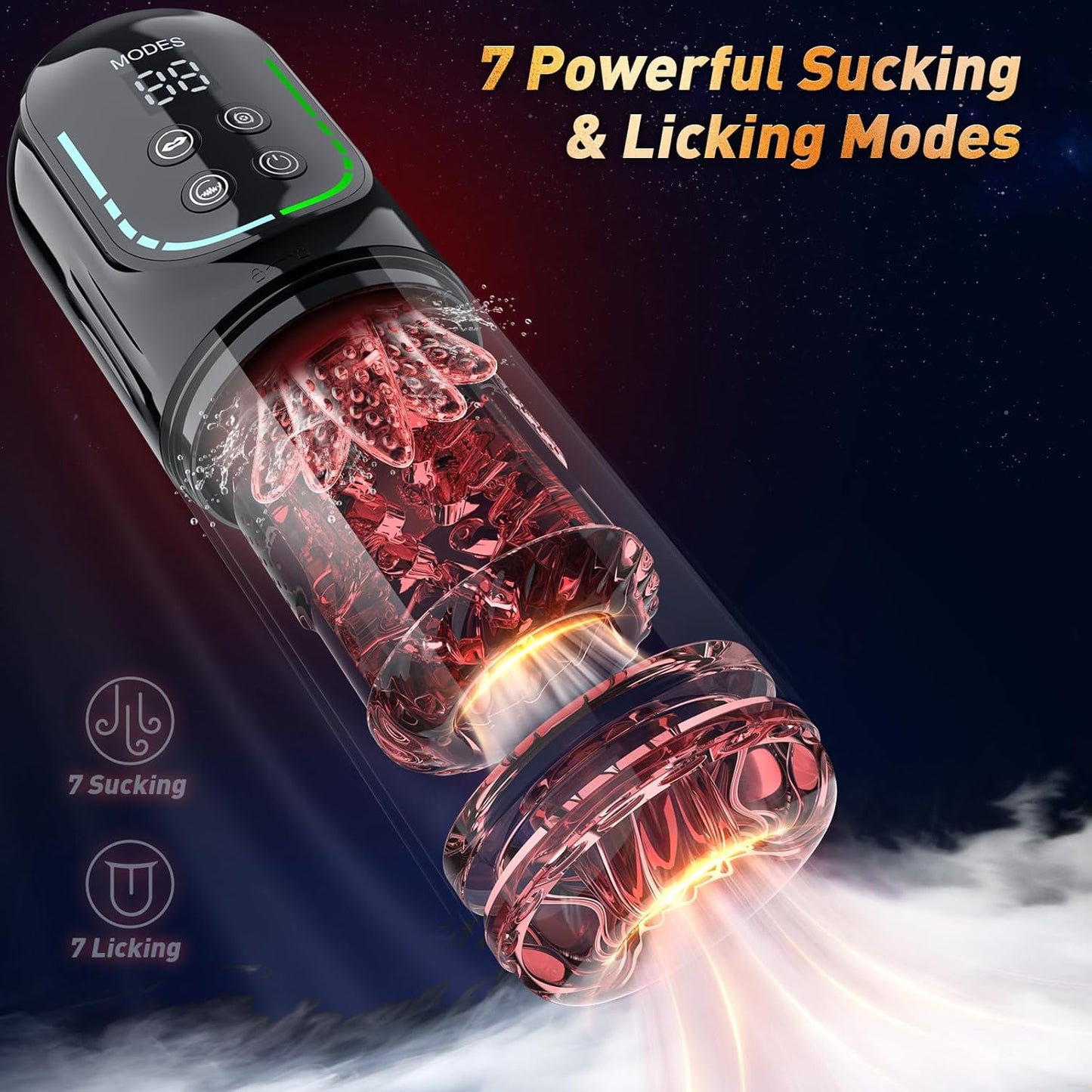 Heaven - 7 Frequency Powerful Suction & Tongue Licking Male Stroker 5-in-1 Thrusting & Rotating Male Sex Toy