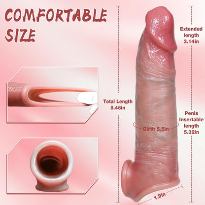 Silicone penis lengthener – increases penis size and length, enhances erectile support, delays ejaculation, reduces sensitivity, and is reusable.