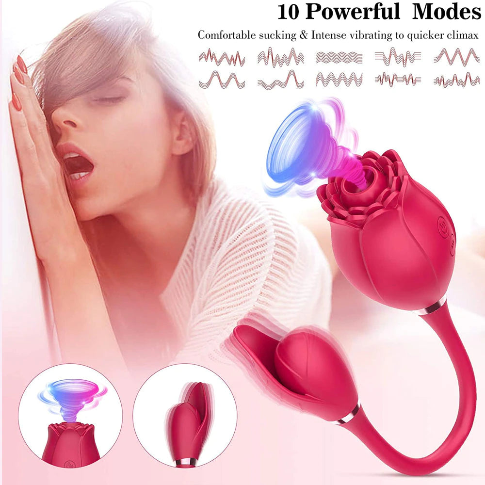 Rose Sex Toy Vibrating Massager Vibrator Woman Clitoris Penis Sleeve Clitoris Sucker Powerful Vibrator Clitoris