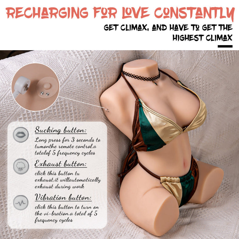 Jessie - 15.14lbs Sucking Vibrating Sex Torso love doll