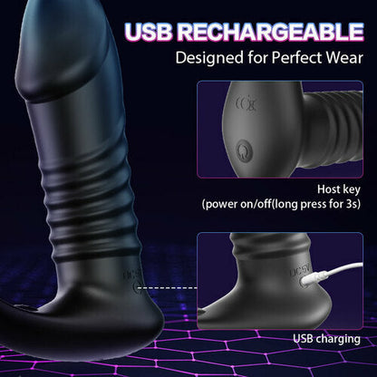 Buyging™ 10 vibromasseur anal télécommandé vibrant et poussant