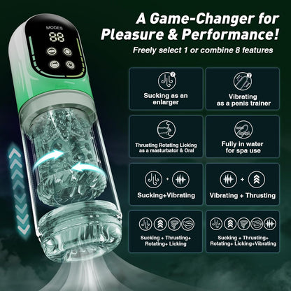Heaven - 7 Frequency Powerful Suction & Tongue Licking Male Stroker 5-in-1 Thrusting & Rotating Male Sex Toy