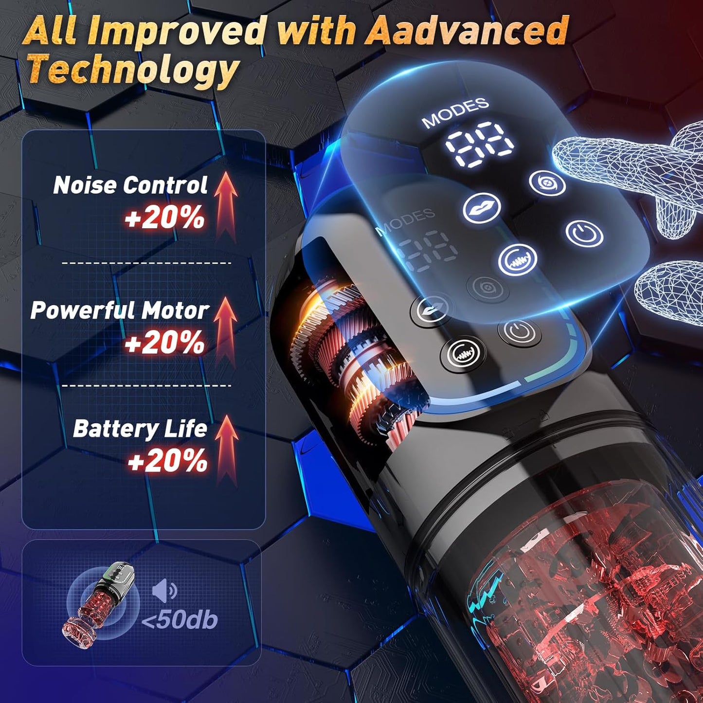 Heaven - 7 Frequency Powerful Suction & Tongue Licking Male Stroker 5-in-1 Thrusting & Rotating Male Sex Toy