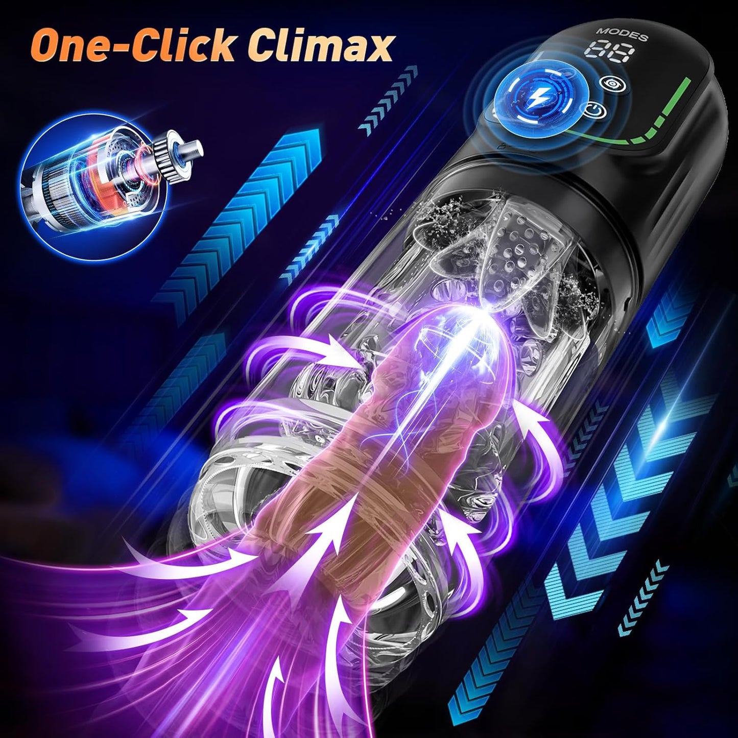 Heaven - 7 Frequency Powerful Suction & Tongue Licking Male Stroker 5-in-1 Thrusting & Rotating Male Sex Toy