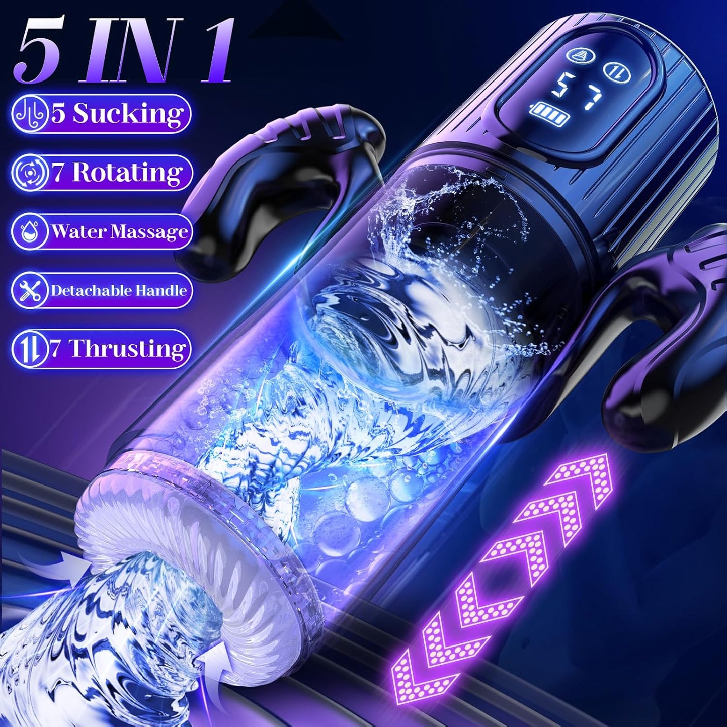 Heaven - 7 Frequency Powerful Suction & Tongue Licking Male Stroker 5-in-1 Thrusting & Rotating Male Sex Toy