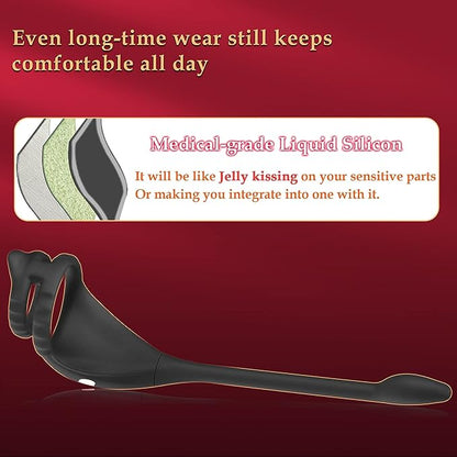 Vibrating penis ring stain stimulator with mini bullet, remote control, anal plug, prostate massager, penis ring, male vibrators for men, sex toys for adult partners