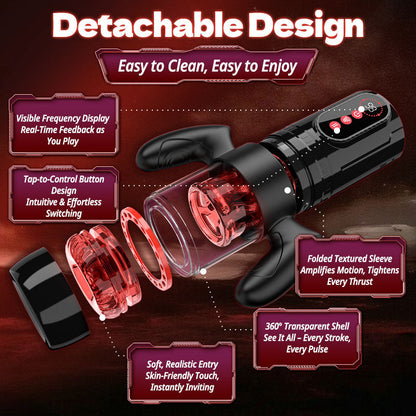 Terminator - Telescopic Rotating Male Masturbator - 9 Modes Sucking Thrusting with Handle