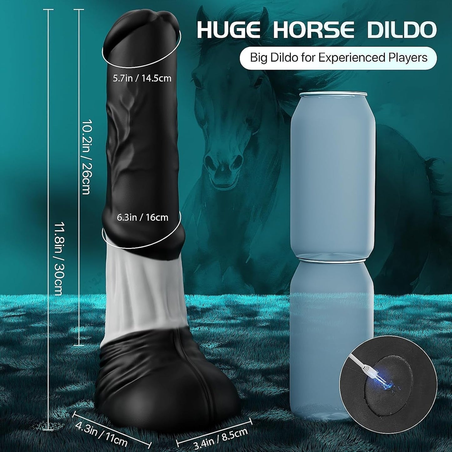 Buyging™ App & Gros Godemichet Monstre Télécommandé avec 7 Modes de Poussée et 7 Modes de Vibration 30cm