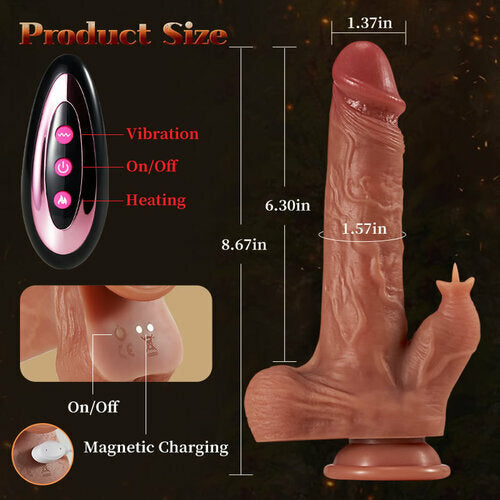Buyging™ 9 Dildo vibrant, propulsant, léchant et chauffant avec langue oscillante