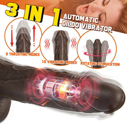Gode vibrant rotatif 3-en-1 sans fil à poussée